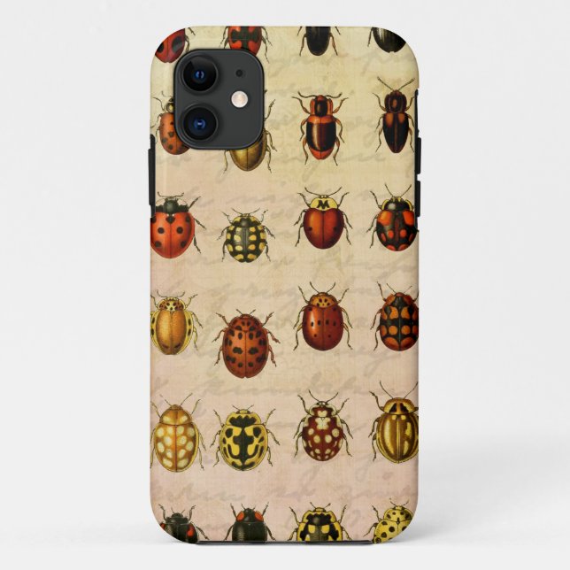 Vintage Ladybug Specimen Pattern Antique Insect Case-Mate iPhone Case (Back)