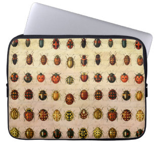 Vintage Ladybug Specimen Pattern Antique Insect Laptop Sleeve