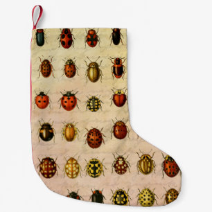 Vintage Ladybug Specimen Pattern Antique Insect Small Christmas Stocking