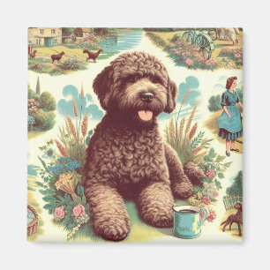 Vintage Lagotto Romagnolo Illustration Magnet