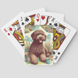Vintage Lagotto Romagnolo Illustration Playing Cards