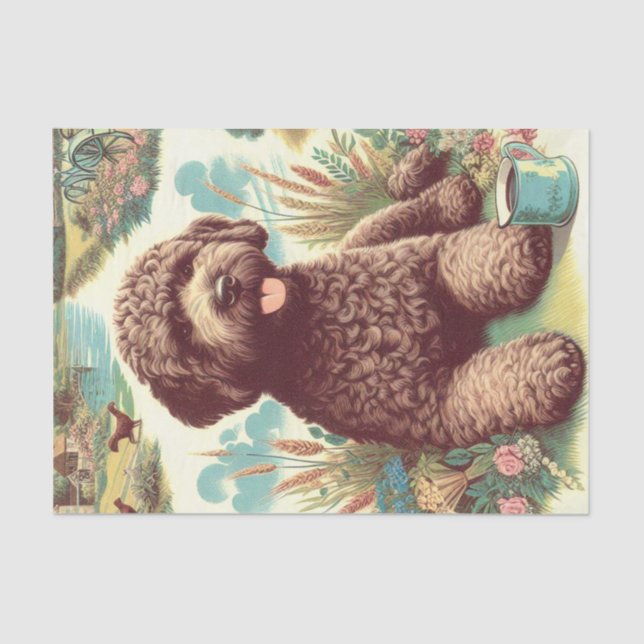 Vintage Lagotto Romagnolo Illustration Tissue Paper (Front)