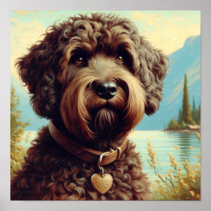 Vintage Lagotto Romagnolo Painting Poster