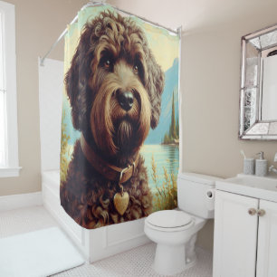 Vintage Lagotto Romagnolo Painting Shower Curtain