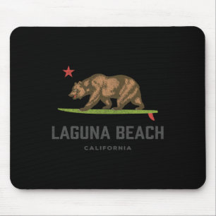 Vintage Laguna Beach California Bear Surfing Souve Mouse Pad