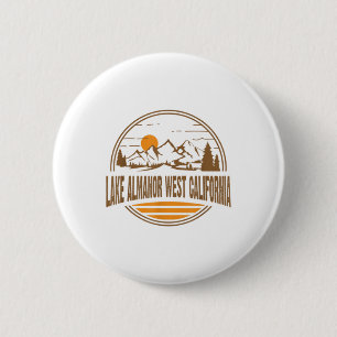 Vintage Lake Almanor West California Mountain Hiki 6 Cm Round Badge