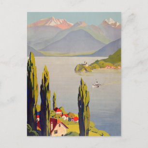 Vintage Lake Annecy France Travel Postcard