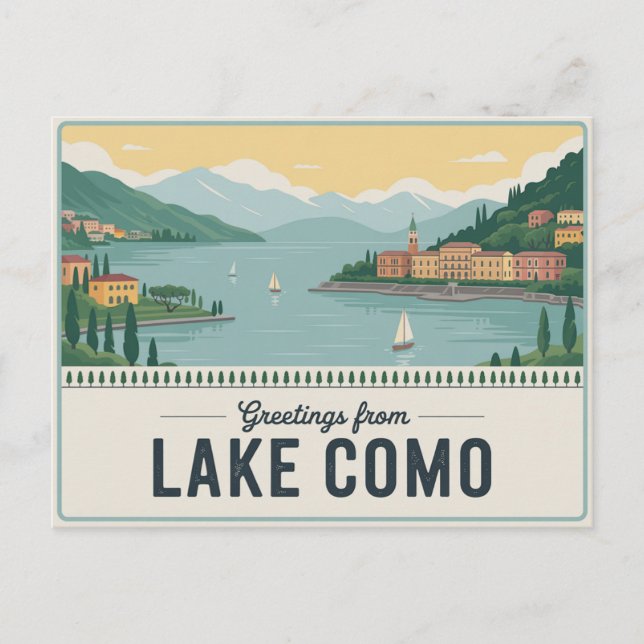 Vintage Lake Como Postcard | Greetings from (Front)