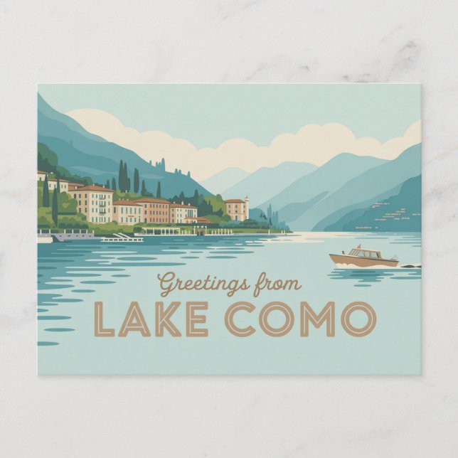 Vintage Lake Como Postcard | Greetings from (Front)