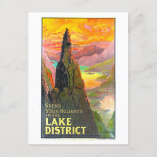Vintage Lake District UK Travel Poster Postcard