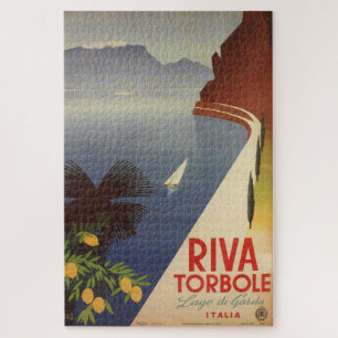 Vintage Lake Garda Riva Torbole Italy Tourism Art Jigsaw Puzzle
