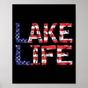 Vintage Lake Life 4th Of July Patriotic Poster
