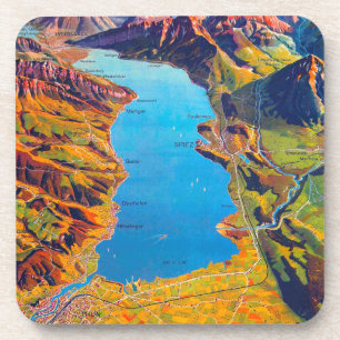Vintage Lake of Thun Switzerland Travel Coaster