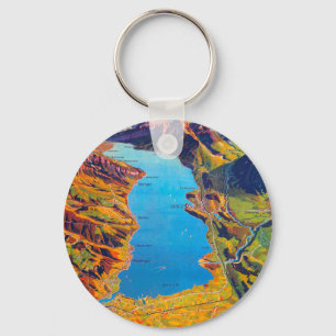 Vintage Lake of Thun Switzerland Travel Key Ring