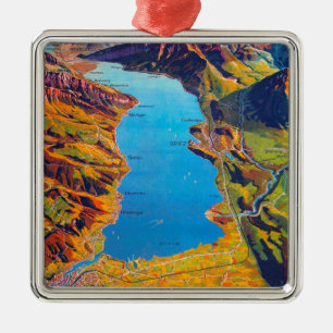 Vintage Lake of Thun Switzerland Travel Metal Ornament