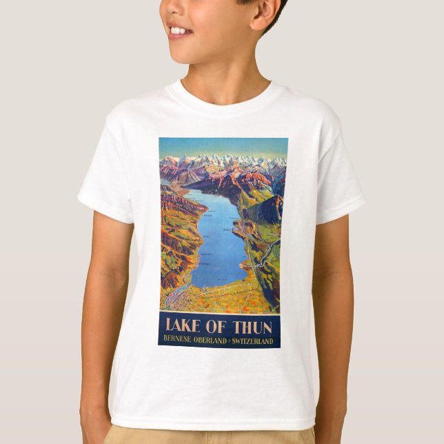Vintage Lake of Thun Switzerland Travel T-Shirt (Front)