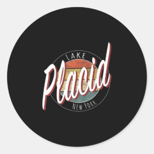 Vintage lake placid adirondacks ny classic round sticker