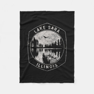 Vintage Lake Sara Illinois Outdoors Vacation Fleece Blanket