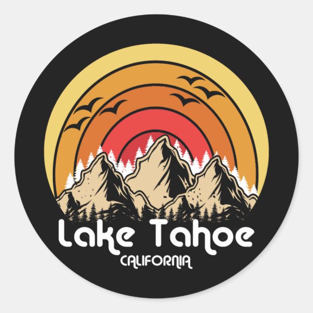 Vintage Lake Tahoe California Classic Round Sticker (Front)