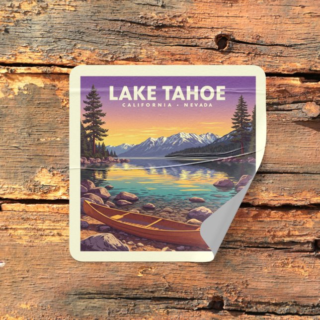 Vintage Lake Tahoe California Nevada Square Sticker (Creator Uploaded)
