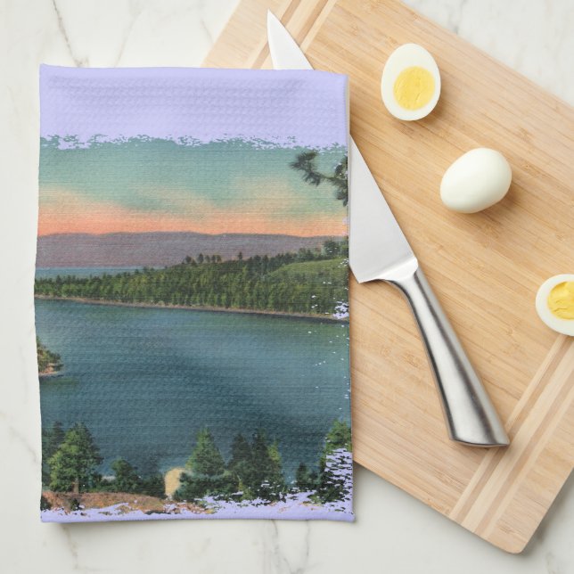 Vintage Lake Tahoe Emerald Bay Tea Towel (Quarter Fold)