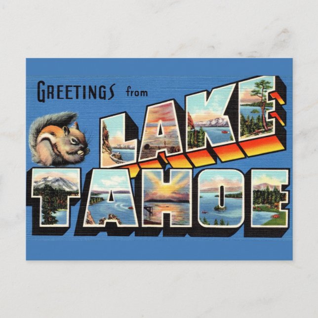 Vintage Lake Tahoe Greeting Postcard (Front)