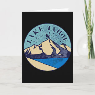 Vintage Lake Tahoe Skiing Snow Mountains Card