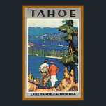 Vintage Lake Tahoe Travel Poster<br><div class="desc">A reproduction print of a 1925 Art Deco poster promoting tourism to Lake Tahoe,  California. Digitally retouched but stay true to the original as much as possible.</div>