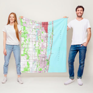 Vintage Lake Worth & Boynton Beach FL Map (1945) Fleece Blanket