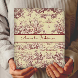 Vintage lake yellow red toile de jouy monogram wrapping paper sheet