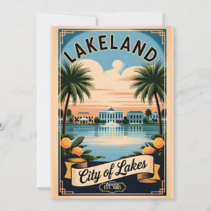 Vintage Lakeland Florida City of Lakes Retro  Holiday Card