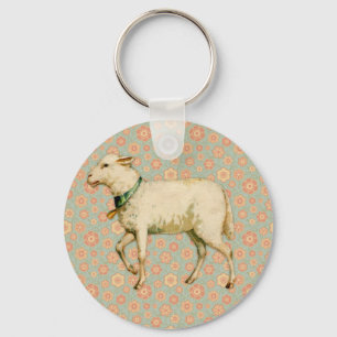 Vintage Lamb Art Key Ring