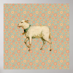 Vintage Lamb Art Poster