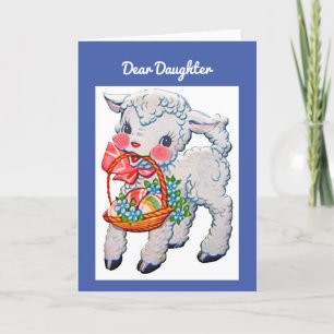 Vintage Lamb With Basket Holiday Card