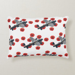 Vintage Lancaster Amongst Red Poppies Decorative Cushion