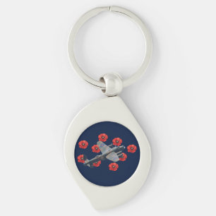 Vintage Lancaster Amongst Red Poppies Key Ring