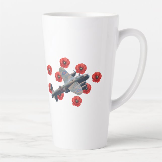 Vintage Lancaster Amongst Red Poppies Latte Mug (Right)