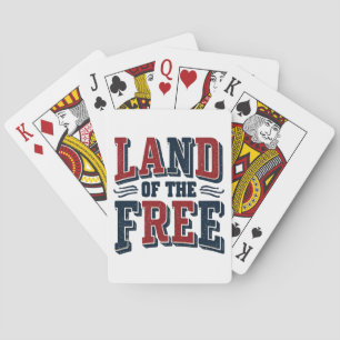 Vintage Land of the Free Patriotic Typography  Playing Cards