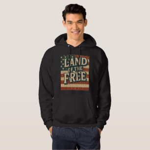 Vintage Land of the Free USA Independence Day Hoodie