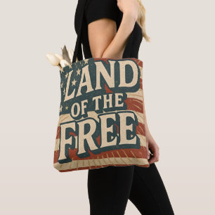 Vintage Land of the Free USA Independence Day Tote Bag