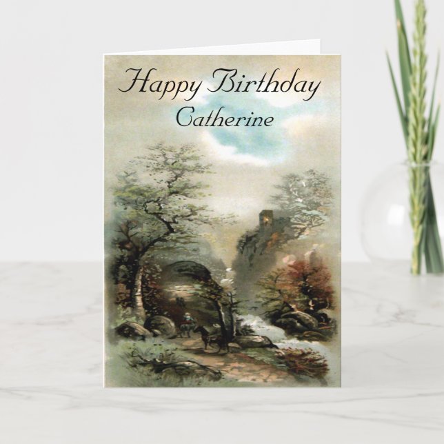 Vintage Landscape Birthday Card (Front)