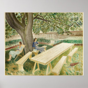 Vintage Landscape, England, Two Women In A Garden Poster