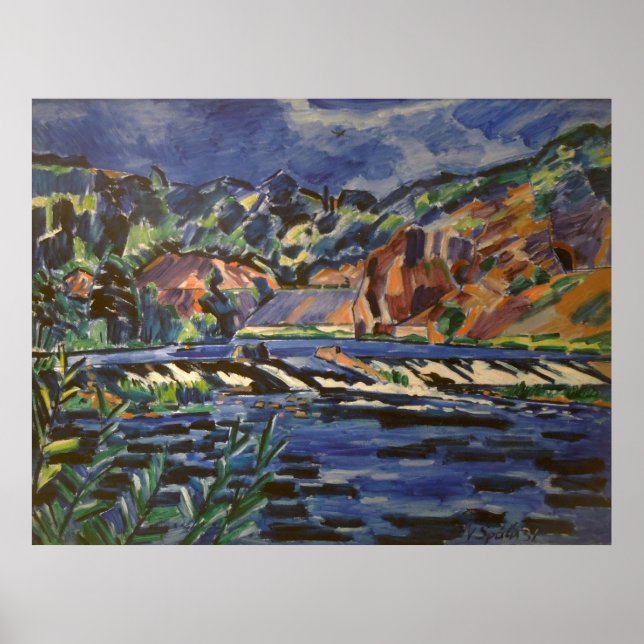 Vintage Landscape Sazava River Poster (Front)