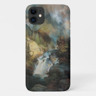 Vintage Landscape Waterfall in Mountains by Moran iPhone 11 Case