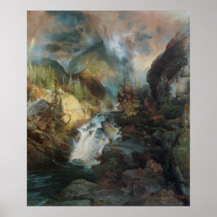 Vintage Landscape Waterfall in Mountains by Moran Poster