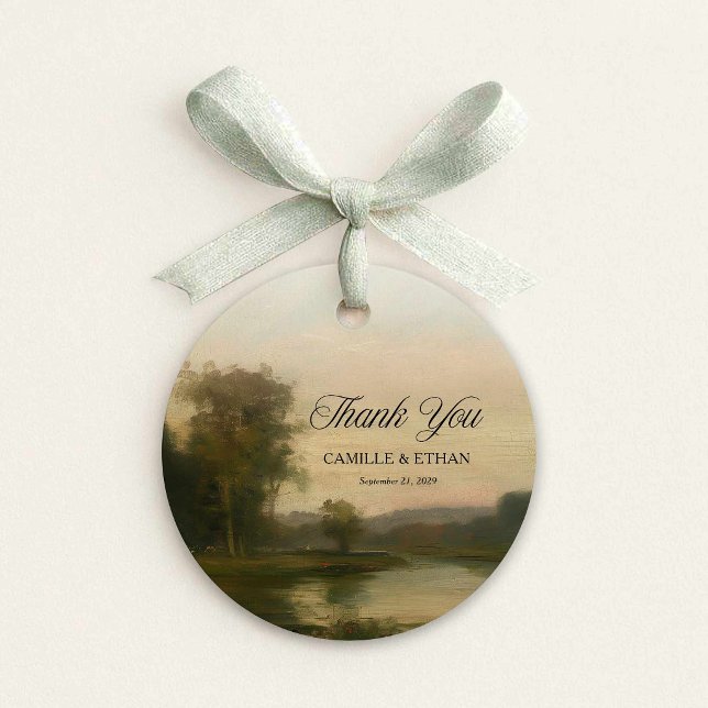Vintage Landscape Wedding Thank You Tag (Landscape Thank you Wedding Circle Tag)