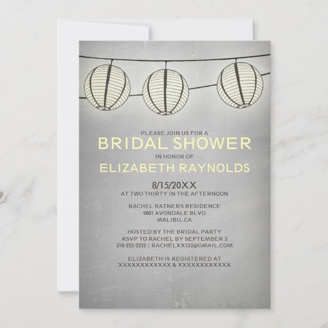 Vintage Lantern Bridal Shower Invitations (Front)
