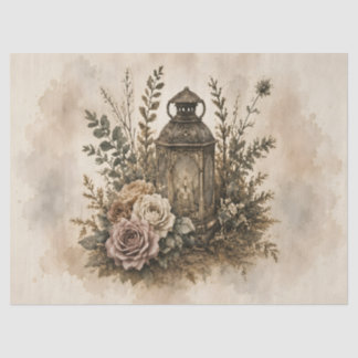 Vintage Lantern Floral Decoupage Boho Western Tissue Paper