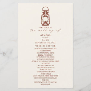 Vintage Lantern Terracotta Rustic Wedding Program