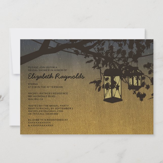 Vintage Lanterns Bridal Shower Invitations (Front)